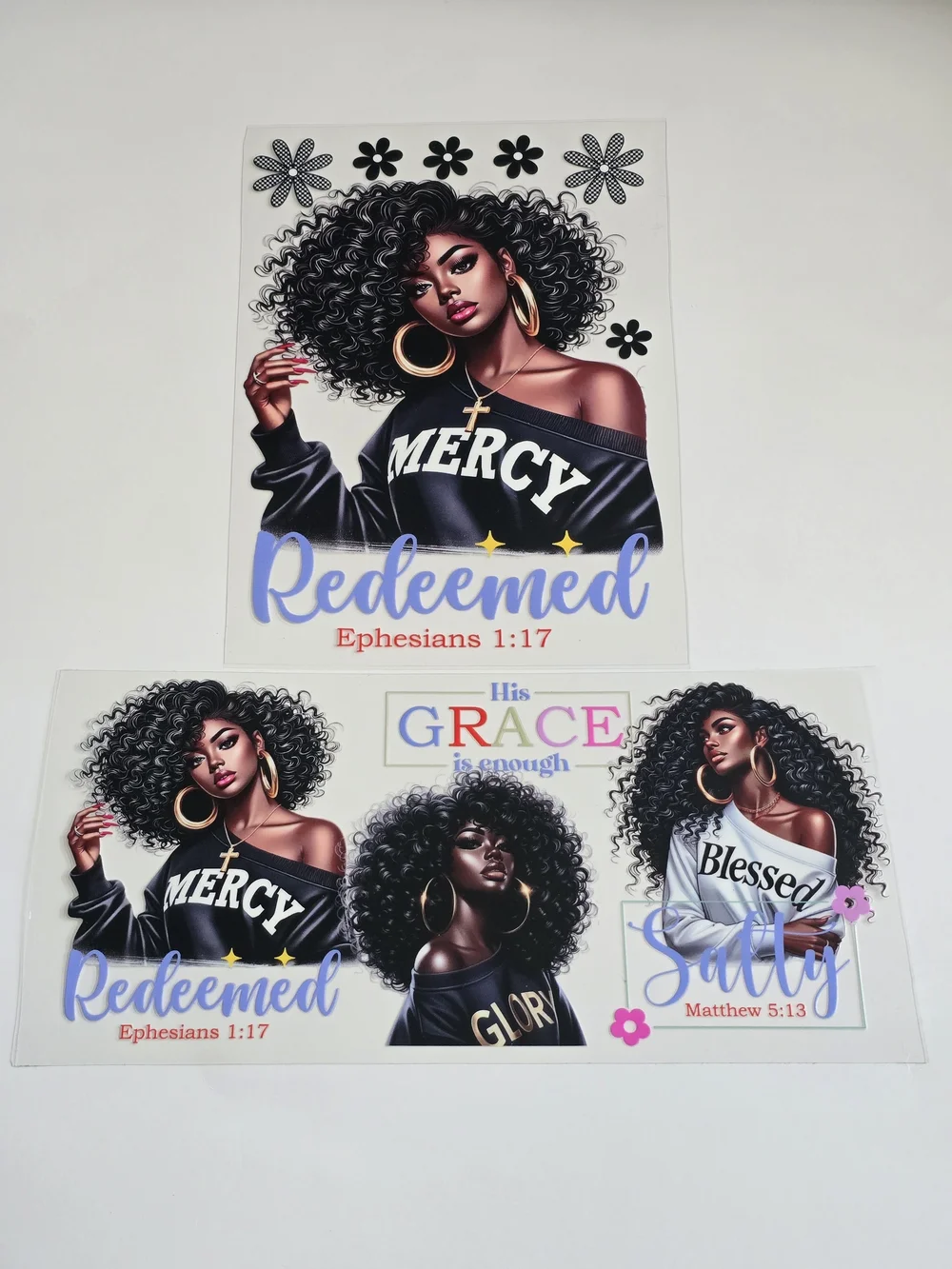 UV DTF Wrap Set. Redeemed Mercy Inspirational Set.